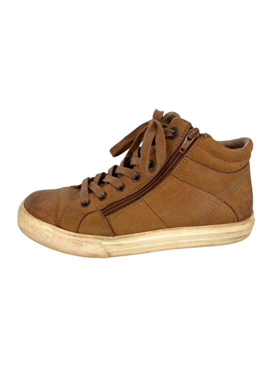 Taos Footwear Shoes - Taos Winner Leather High-Top Comfort Sneakers Side Zipper Cognac Brown Size 7.5